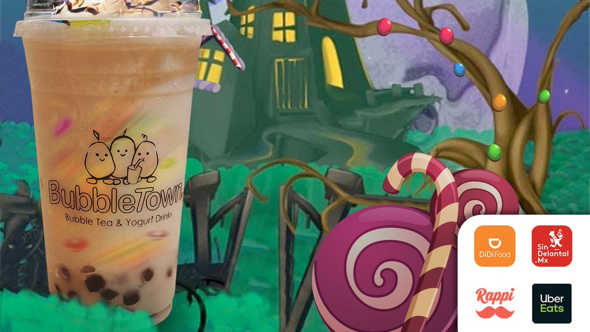 bubbletown_mex's tweet photo. 🎃Durante octubre... ¡Prueba nuestras deliciosas creaciones! Candy House: Frappé de galleta con Skittles y lunetas. https://t.co/uiVaCORdGQ