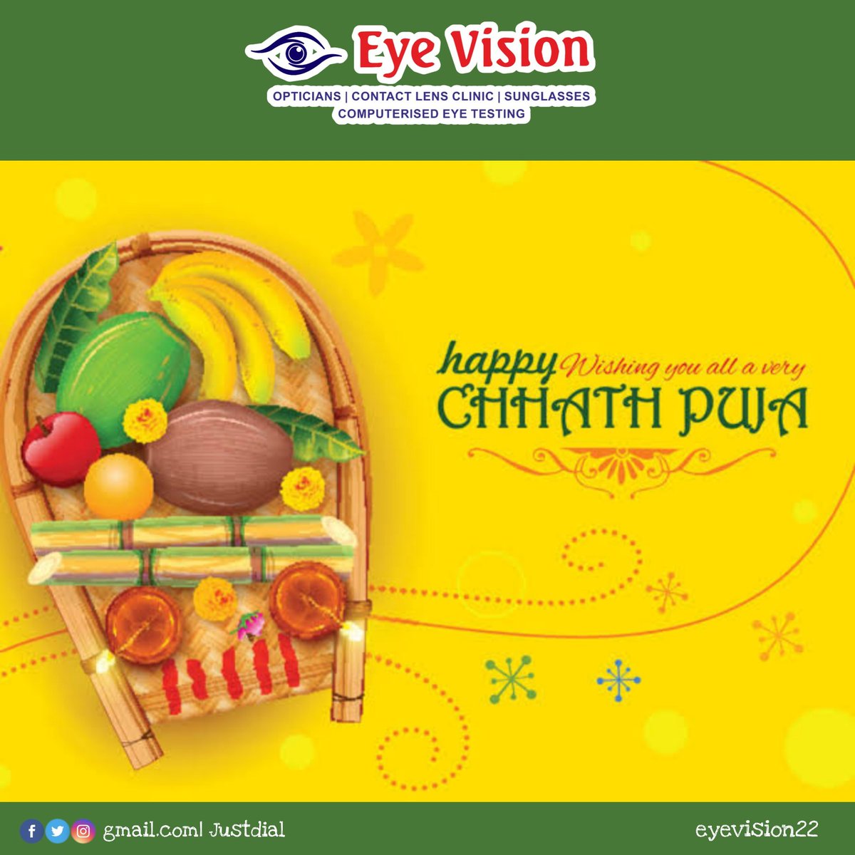 thespecshub22's tweet photo. EYE VISION WISHES YOU ALL A VERY HAPPY "CHATTH PUJA" 🌅
#ContactlensClinic #LowVisionAidClinic #ColourVisionTest #FreeHomeTrial #FreeComputerizedEyeTesting #designerframes #sunglasses #polarcensens #spectacles #readglass #rayban #EyeVision #MaladEastMumbai https://t.co/wSAYrkaeiD
