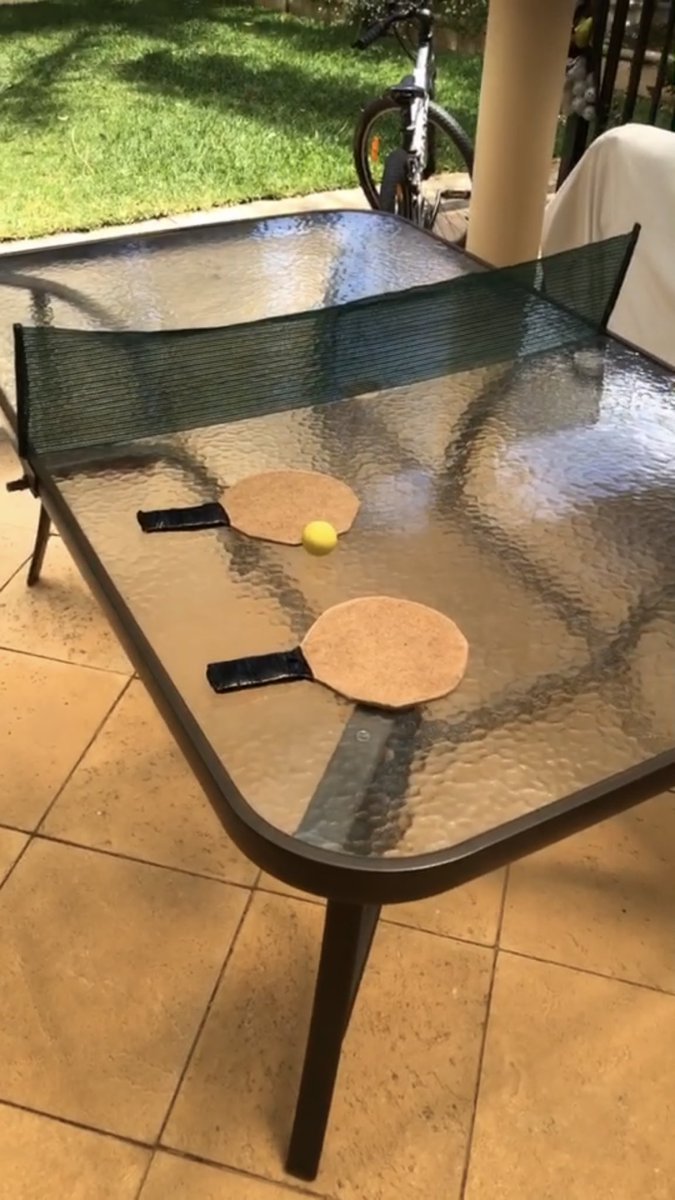 domjock's tweet photo. Some wood, a saw, shadecloth, tape, cotton wool, a couple clamps, practice golf ball and imagination and we’re ready for the 4T 🏆 #TourneurTableTennisTournament #LockdownDay2 https://t.co/YADZZvHoif