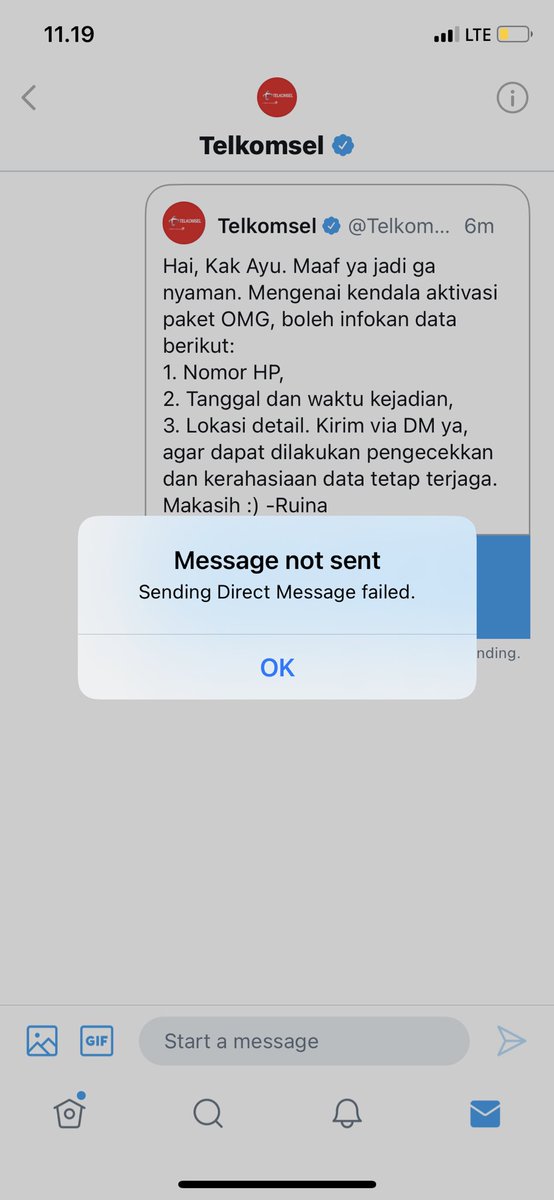 AyuPuttri's tweet photo. @Telkomsel Saya tidak bisa kirim dmnya min https://t.co/4QSP7dz5nD