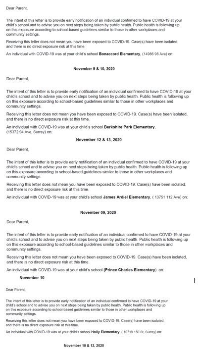 Surrey_Schools's tweet photo. Notices shared w/ Earl Marriott, LA Matheson, Fraser Heights, North Surrey, N. Surrey LC, Clayton Heights, Semiahmoo, Sullivan Heights, Crescent Park, Henry Bose, Bonaccord, Berkshire Park, James Ardiel, Prince Charles, Holly, Rosemary Heights, Katzie, Hazelgrove, Martha Currie. https://t.co/MCWMygEm1D