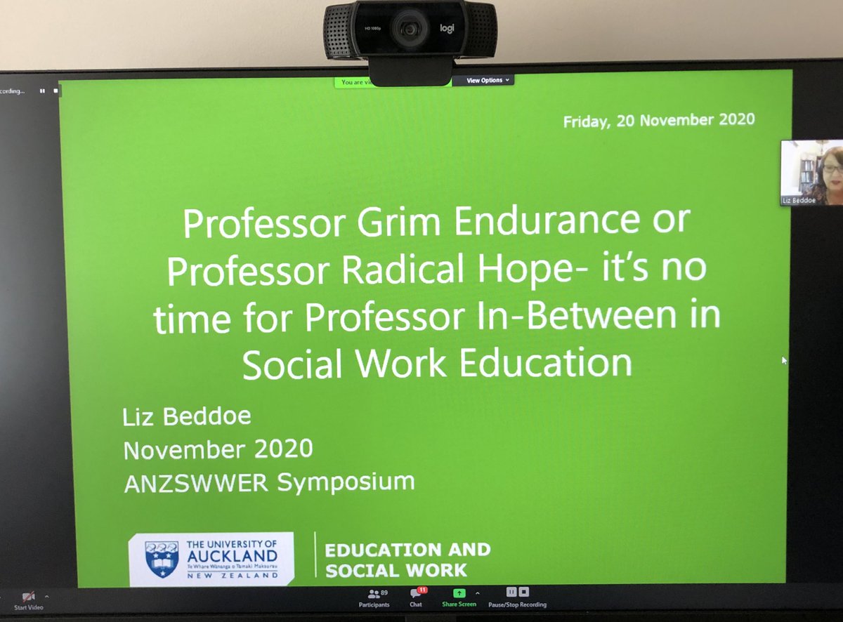 ANZSWWER's tweet photo. Wonderful to hear from Professor @BeddoeE - our closing Keynote address  #Anzswwer2020 https://t.co/7C1q6chnYT