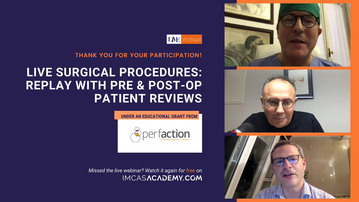 - REPLAY THE WEBINAR -
You can now replay the latest webinar on IMCAS Academy for free! Rewatch the tips & tricks from world-renowned experts on male body contouring, preservation rhinoplasty and breast reduction π https://t.co/B2l6XbAPxF https://t.co/wvQeyFG4QR