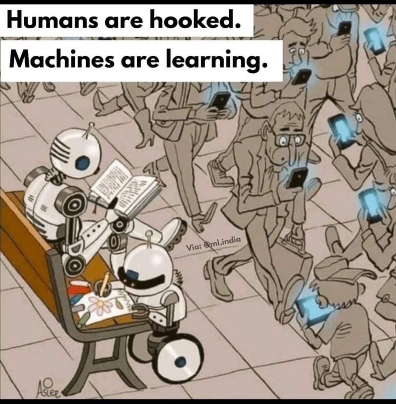 Humans are hooked while machines are learning. #MachineLearning #ArtificialIntelligence #DataScience #AI