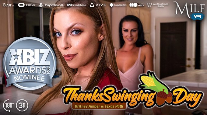 1 pic. We're nominated in the 2021 XBIZ Awards! 

'ThanksSwinging Day' with  Britney Amber and me  is