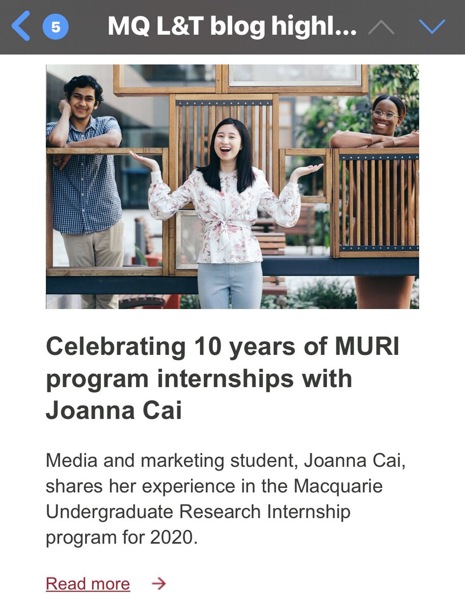 ali_asgher_ali's tweet photo. See @TheJoannaCai’s celebration of @_MQ_WP at @Macquarie_Uni with @MQMURI in @TecheMQ! Join our upcoming #mqmuri Poster Conference to find out more!
https://t.co/TijJgq8oQ3
#studentsaspartners #diversityandinclusion #HigherEducation #sap #mqmuri10 #sapchat https://t.co/s6bzNvN5QR