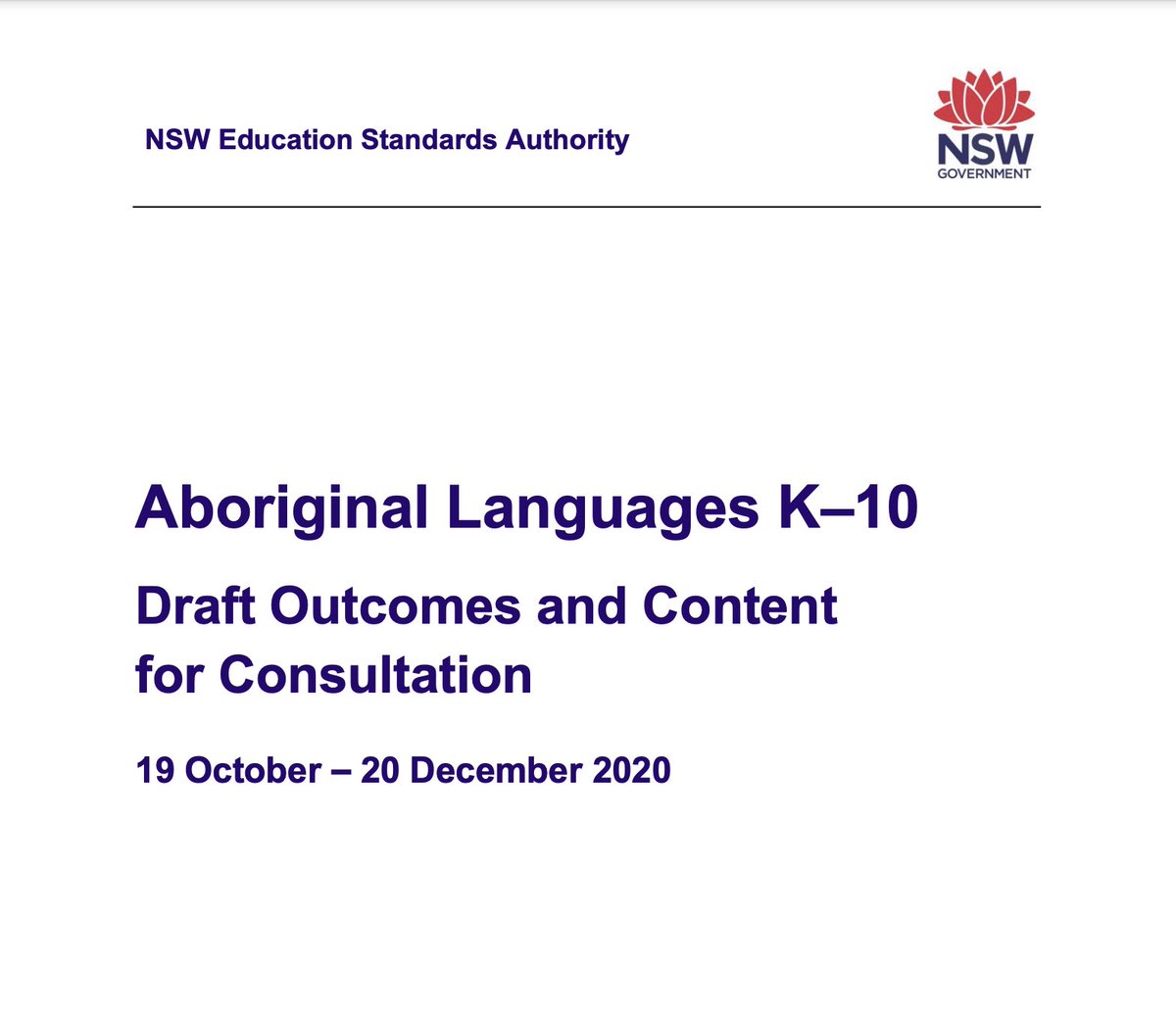 Congratulations to the authors and advocates behind this draft #aboriginallanguages K-10. Was so insightful listening to all at last night’s @NewsAtNESA consultation. Great momentum around teaching/learning indigenous languages. Ought to be the norm! @bigibila 👏