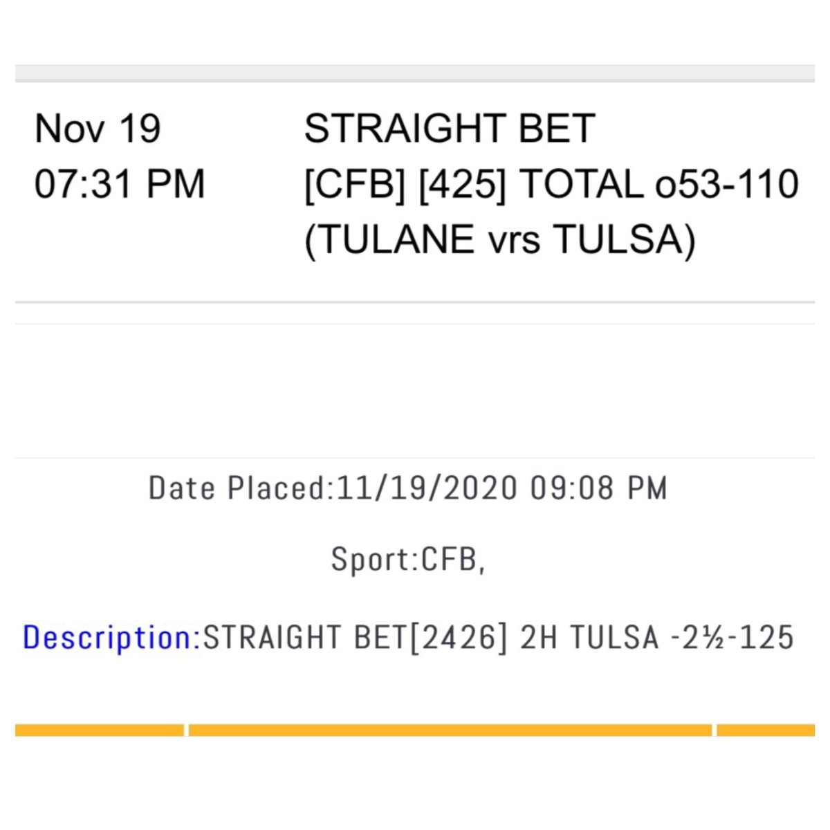 Mauditore15's tweet photo. Will someone please explain to me how I’m supposed to sleep tonight after both of these just hit ?? Absolutely incredible 2nd half but I really think I just lost 10 years off my life. @stoolpresidente @barstoolbets @BSSAdvisors @BSSportsbook @br_betting @betthepigskin #TULvsTLSA https://t.co/8e6hyyAe7u