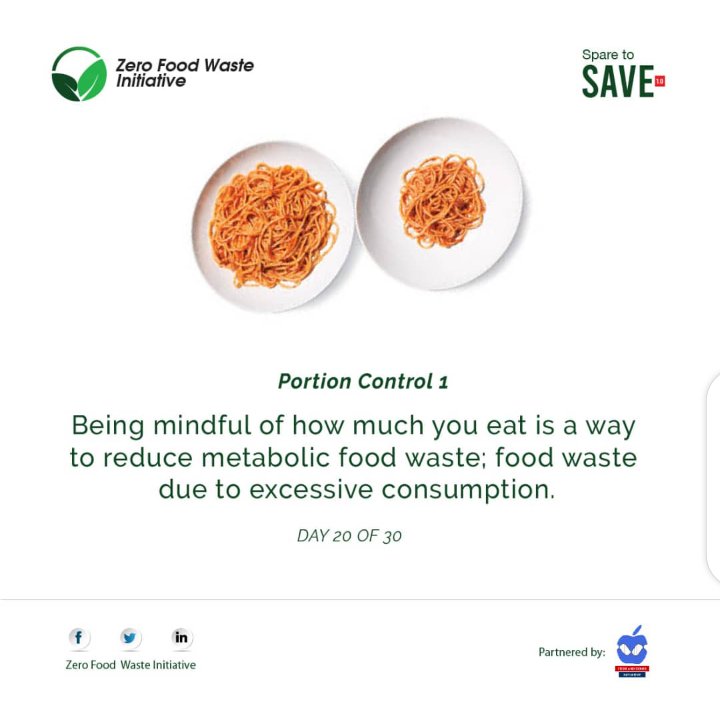 ZeroFoodWasteIn's tweet photo. DAY 20 OF 30

PORTION CONTROL 1

A portion is the quantity of food you decide to eat at one time regardless of the location. Portion control refers to eating only what your body needs.

#SparetoSave
#Endfoodwaste
#endhunger
#SDG2
#SDG12
#FAO
#Zerofoodwasteinitiative https://t.co/8AoVhLUCH0