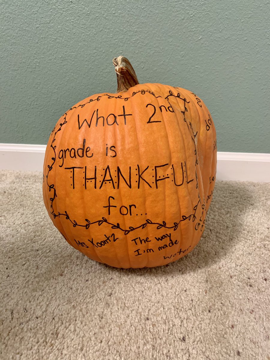 bphillipsgg's tweet photo. #2ndgrade filled this pumpkin with everything they are thankful for. I love the insight I get into student lives and hearts with activities like this. #ThankfulThursdays @Gregory_Gardens @CindyAg90539645 https://t.co/Md8038v7o2