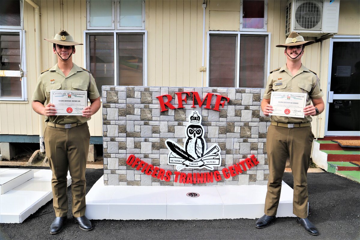 Well done to the officers from @Rfmf_Media &amp; <a href="/DeptDefence/">An EXTREMELY epic alt account</a> on graduating today from the RFMF’s Infantry Captains Course. It’s a tough course &amp; to complete it in five weeks is impressive. Great to see the Australians, LT Kai &amp; LT Matt, graduate alongside their Fijian peers. Vinaka.