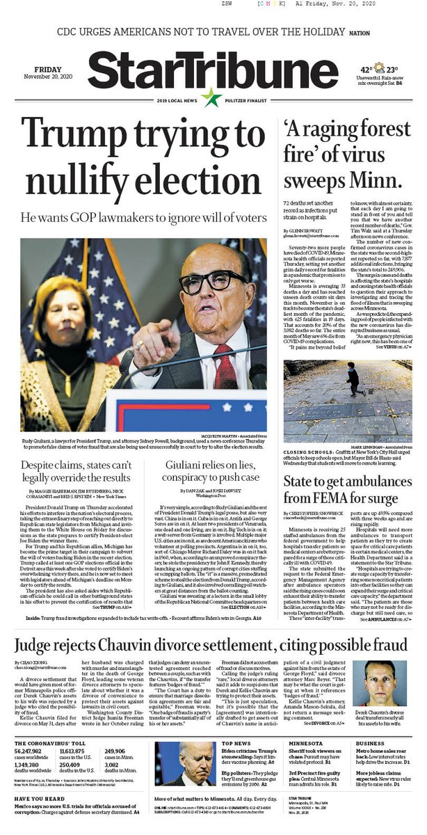 A1 of Friday's Star Tribune