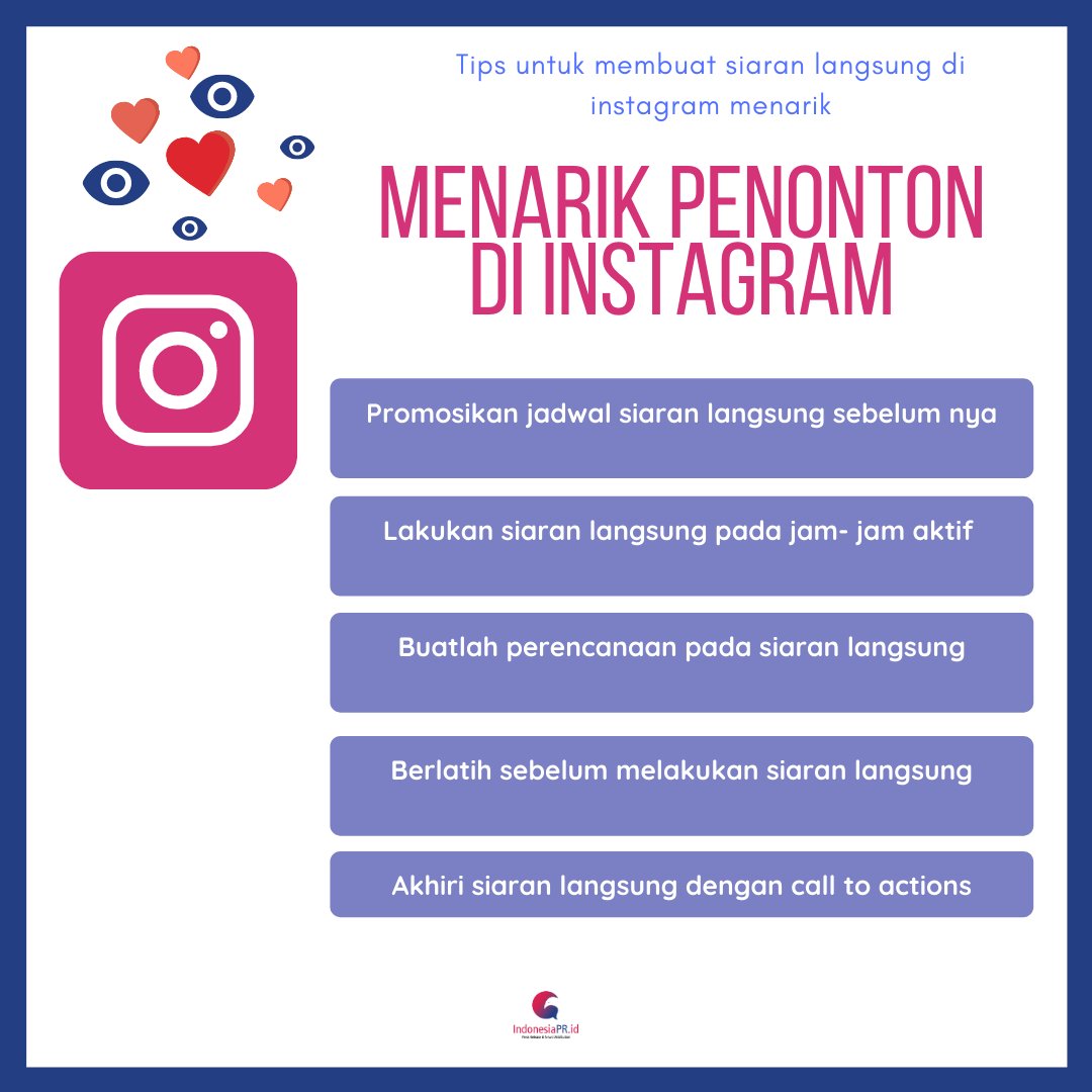 indonePRid's tweet photo. Bagaimana menarik banyak penonton saat Anda melakukan siaran langsung di Instagram? Simak tips dari Ilona Selina, seorang pakar pemasaran digital di artikel berikut https://t.co/SUIw5WzGWr
#IndonesiaPR #PublicRelations #MediaMonitoringAgency #MediaMonitoringService #PressRelease https://t.co/sFsSE038QB