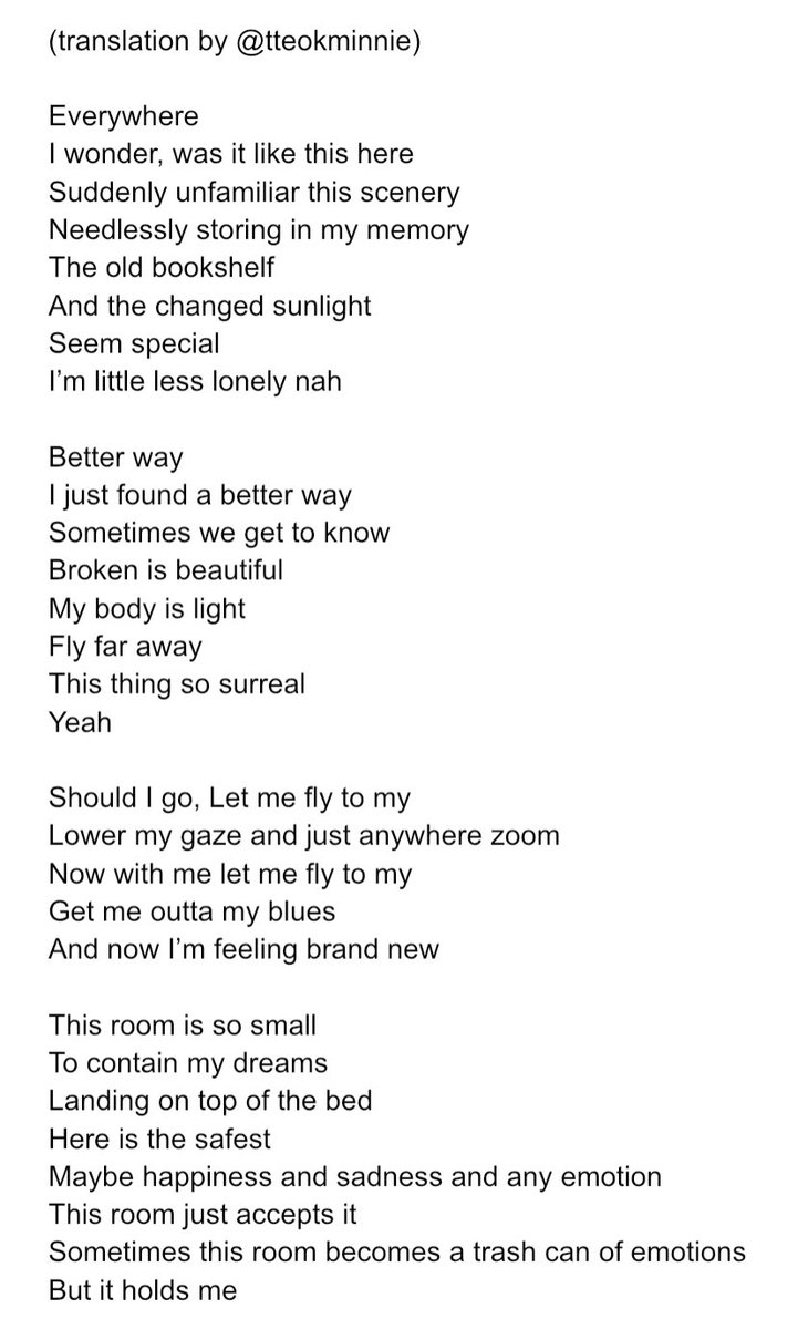 tteokminnie's tweet photo. BE: Fly To My Room 
 
#BE_BTS @BTS_twt 

lyric translation
(please do not crop logo to repost!!) https://t.co/6AutqLEvSF