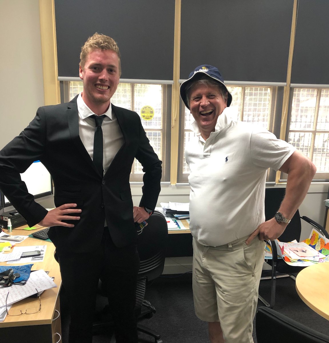 CaulfieldJunior's tweet photo. #FunkyFriday 😎
Today’s Funky Friday was a lot of fun as teachers and office staff all swapped positions for one session.  The student’s had a good laugh to see Mr Chant giving a basketball lesson in his sports attire, whilst Mr Reese dusted off his old tie to be Principal.
#cjc https://t.co/XdSlv3up9y