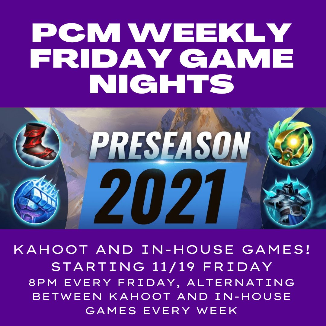 WGALOL's tweet photo. Hello fellow Husky summoners! PCM will be hosting Kahoot this week, and In-House games next week, and we will alternate between the 2 every week. We would love it if you could come check it out! Whether it's making new friends, or brushing up during pre-season, it will be fun! 🎮 https://t.co/iEuFs0BOFo