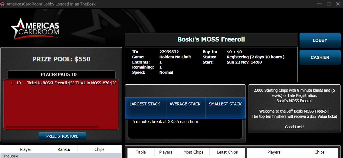 TheJeffBoski's tweet photo. I am GIVING AWAY 10 $55 @ACR_POKER MOSS #76 tickets! 

♻️ Retweet ♻️
Password = BoskiFreeroll https://t.co/vW4O5ZShMN