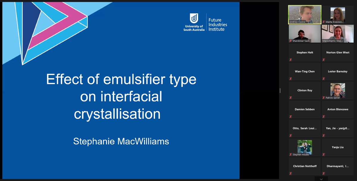 OMG - so proud of @stmacwilliams @UniversitySA giving her talk on using #SAXS to study interfacial crystallisation at @ANSTO @ausynchrotron #UM2020 #WomenInSTEM #ProudSupervisorMoment @dabeattie99 @AndrewClulow @SISM_at_UniSA