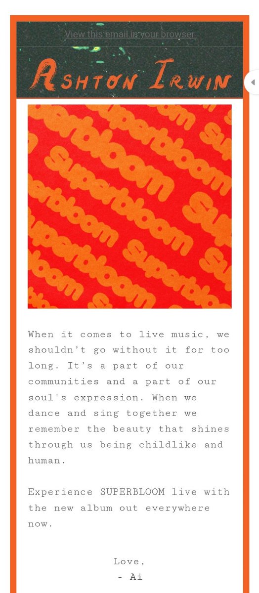 5SOSCent_am's tweet photo. SUPERBLOOM: A LIVE EXPERIENCE
ya se encuentra disponible en todo el mundo y como ya es costumbre Ash nos envía un correo sobre su experiencia en este nuevo proyecto musical

Traducción: Cuando se trata de música en vivo, no deberíamos prescindir de ella durante mucho tiempo..." https://t.co/x34wW0K33q