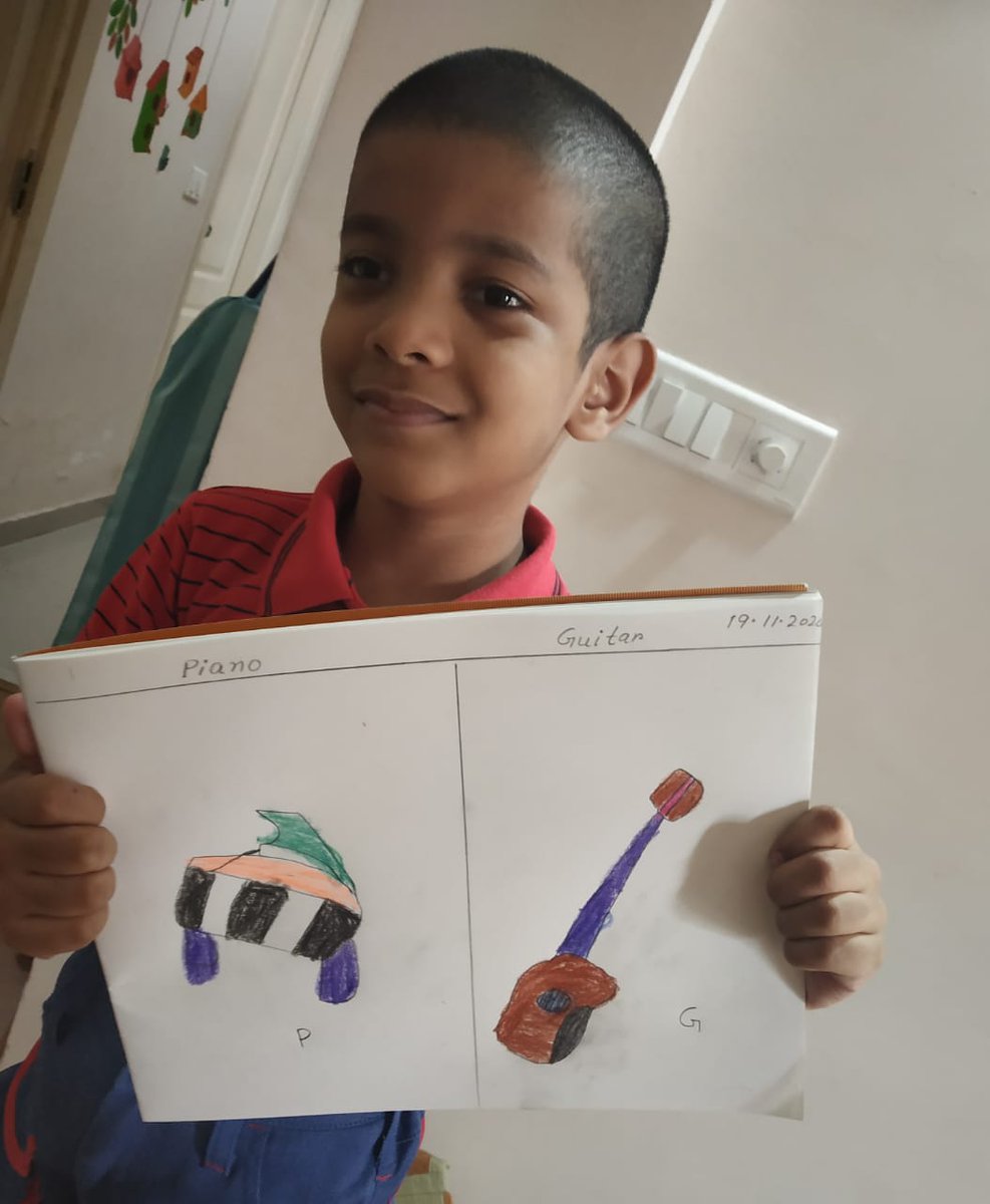 SAI_Edu_In's tweet image. #Musical_instruments produce music that relaxes the mind. The children of KG I were introduced to different instruments like the ones played with strings like Guitar and Violin as well as those that produce sound with the help of wind like Casio, Synthesiser and Piano.