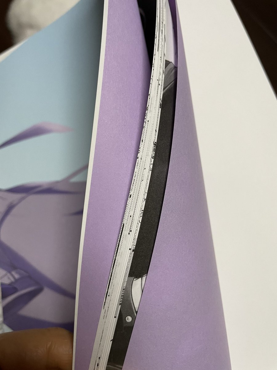 新刊届きました〜!表紙の特殊紙キラキラしてかわいい!!表紙の色、綺麗に出てめちゃくちゃ嬉しい?
本文印刷も相変わらずのクオリティ✨遊び紙はオクタっぽいりんどう入れてもらいました。薄い本だけど背もピシッっとしてて美しい?
いつもありがとうございます〜?
 #ラックで刷ったよ 
