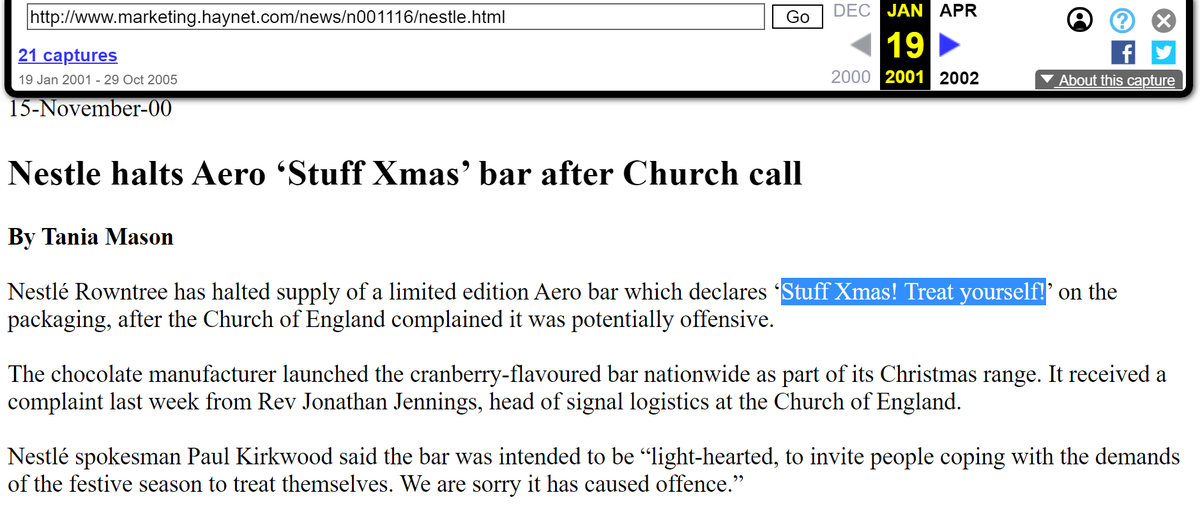 #OnThisDayInNTK:2000 ntk.net/2000/11/17/?arc

made-up .mudpie .seagull .name gTLDs?

Robin Dunbar: "Mobiles as Lekking Devices Among [Scouse] Males"
sfgate.com/news/article/C…

&amp; CofE's "head of signal logistics" cancels "potentially offensive" Cranberry Aero
web.archive.org/web/2001011900…