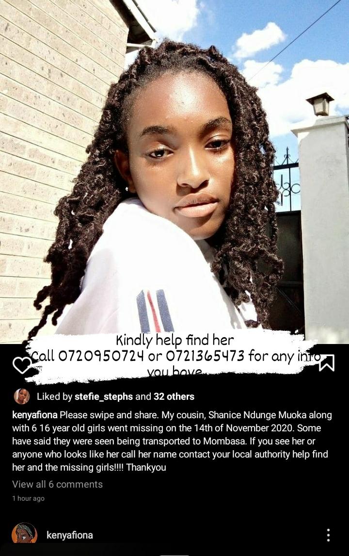 IvixDKioi's tweet photo. This is Shanice Ndunge Muoka, she along with 6 other 16 year old girls are missing.
Kindly share, see details below. https://t.co/PZsLBu2mWk