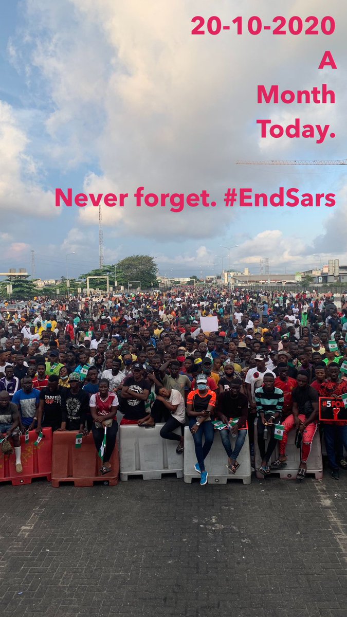 maziibe_'s tweet photo. A month today. 

#EndSARS
 #LekkiMassacre https://t.co/vnYYe1LXkM