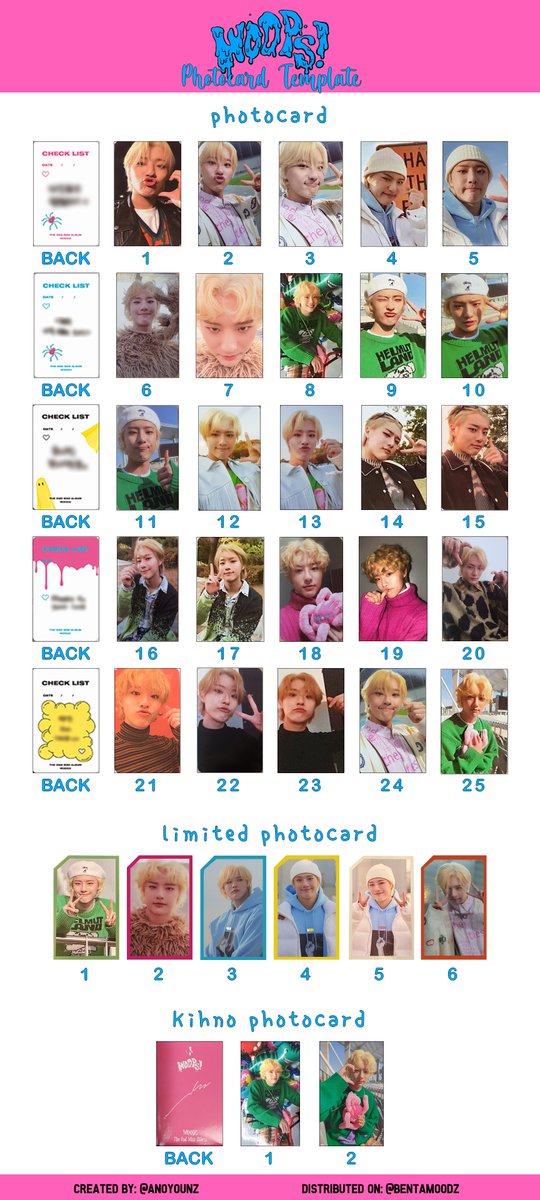 Photocard & Inclusions Template for WOODZ 2nd Mini Album — WOOPS