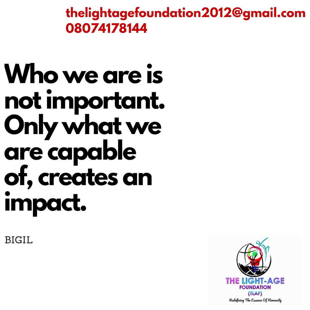 Lightage_Fd's tweet photo. Let's make that impact everyday. Change is constant. #tlaf #wearesurvivors #letlovelead #newgeneration #EndBadGovernanceinNIGERIA https://t.co/SRZktSHIUC