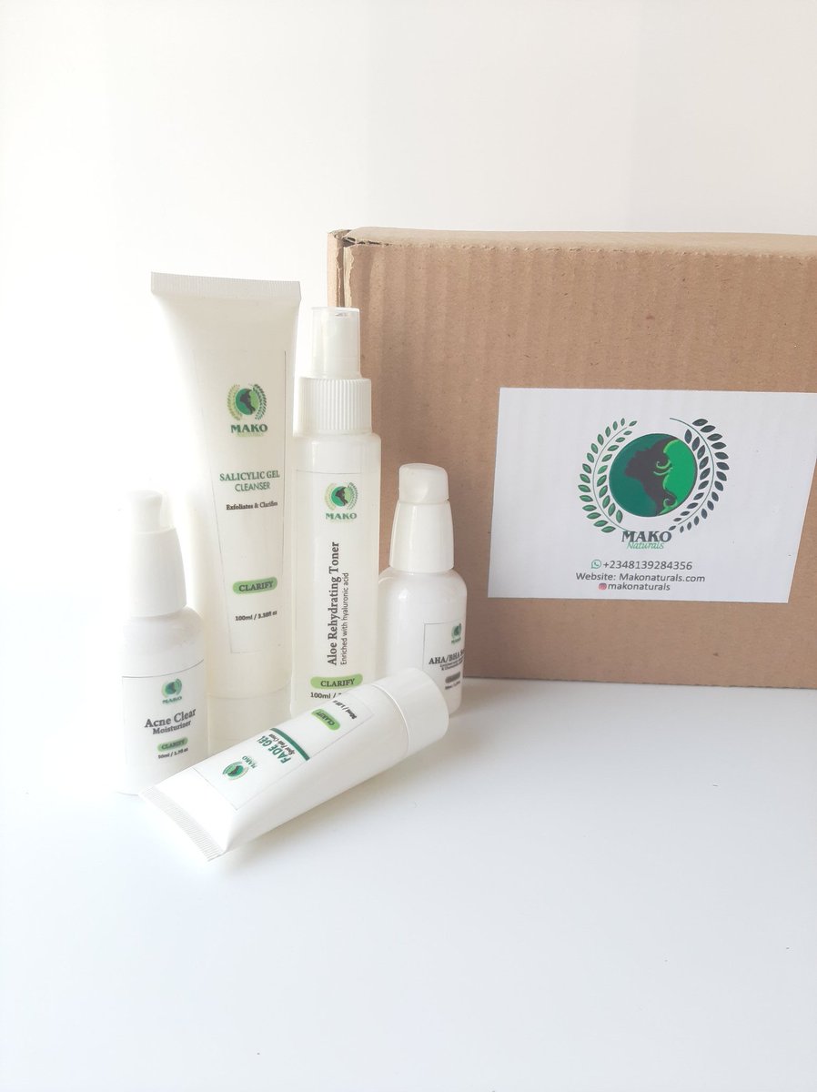 Makonaturals's tweet photo. Hello twitter, 
7 days ago, I launched a collection - clarify collection to help those dealing with acne and acne scars. 
5 amazing products.
I'm 600 times behind my target and a girl really wants to sell. 
The entire collection costs 16,060 naira. https://t.co/rVzhzrrEnf