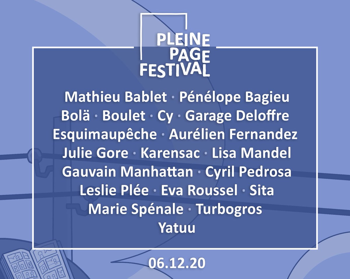 Mais QU'EST-CE ?! Oui, c'est bien la liste des invité·es pour le Pleine Page Festival qui aura lieu le 6 décembre prochain ! Au programme : des interviews, des défis dessinés, des tables rondes… ça se passera sur Twitch : twitch.tv/lisef