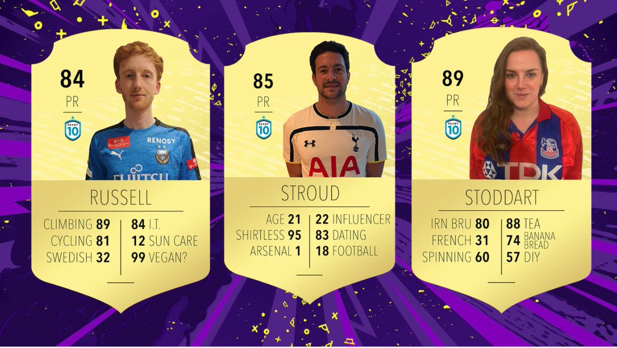 It's #FootballShirtFriday at Ready10  - here's some of us in our clobber (with some *very* dodgy FIFA rankings ) 🤔 

⚽️ Give a shirt about beating bowel cancer by wearing your football shirt with pride today in aid of the <a href="/BobbyMooreFund/">Bobby Moore Fund</a>

📲 To donate £5, text SHIRT to 70180.