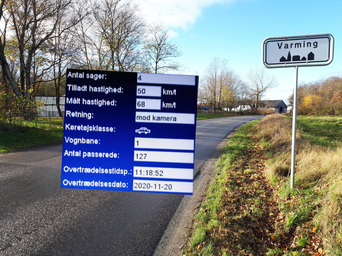 Utrygge borgere i Varming nær Ribe i Esbjerg kommune, havde via bestil en betjent ønsket at vi kom med fotovognen. 4 blev blitzet hvor den hurtigste kørte 68 km/t. Sænk farten og gør borgerne i Varming trygge #atkdk #politidk https://t.co/IC2L14vj2V