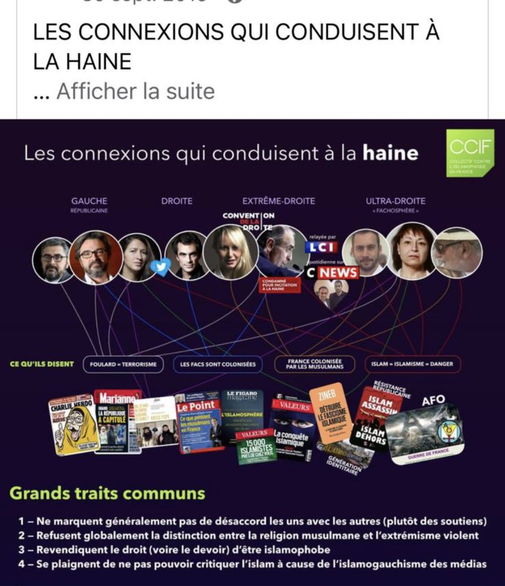 6. And last but not least, when the president of the CCIF goes on Al Jazeera to speak about “state islamophobia” or when the CCIF is pointing out people as being “islamophobic”, it is reckless or worse, knowing what has happened to the journalists of Charlie Hebdo and Samuel Paty