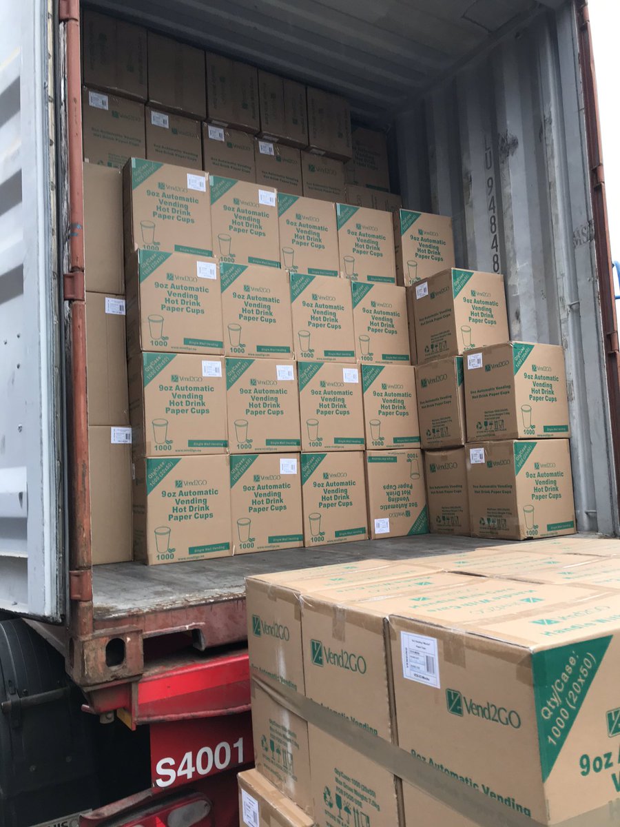 MarshallWilsonP's tweet photo. Another load of paper vending cups. It’s container Friday again. Contact us for details and availability. #coffee #vending #glasgow #scotland #uk ☕️ https://t.co/XfctHWpW4K
