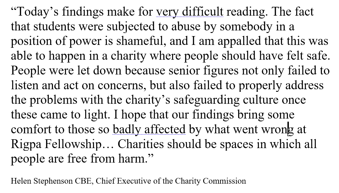 SogyalTruth's tweet photo. The CEO of the Charity Commission, Helen Stephenson expressed her dismay about what Sogyal Rinpoche was allowed to do to students and the part the Rigpa leadership played in permitting ongoing harm. See the press release here:
https://t.co/nQhsVtSzNM https://t.co/41upiuwlOy