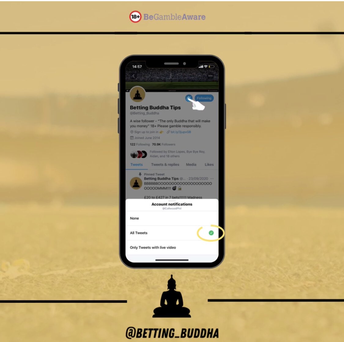 Joining in? Well listen up...👂 

All the bets will be on Betfair so make sure you’ve got an account so I can direct link each bet!

If you join Betfair here to get £50 to use on accas: bit.ly/Buddha50Free

18+ T&amp;C’s apply