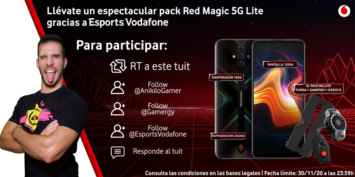 📱¡SORTEO de SMARTPHONE GAMING!📱MÓVIL GRATIS

¿Quieres ganar este pack de RedMagic 5G Lite exclusivo Vodafone?

🔁Haz RT
➡️Sigue a <a href="/EsportsVodafone/">Esports Vodafone</a> a @Gamergy y a mi.

💬¡Responde con el HT #RedMagic5GLite mencionando a la persona con la que siempre juegas en móvil!

🍀¡Suerte!