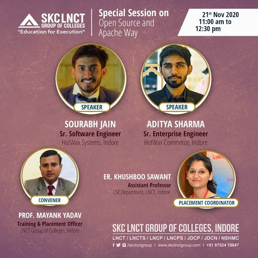 ALC Indore (@alc_indore) on Twitter photo #ALC Indore brings to you another talk on "Open Source and The #Apache Way" by <a href="/adityapsharma7/">Aditya Sharma</a> & <a href="/sourabhjain0402/">Sourabh Jain</a> at <a href="/LnctIndore/">LNCT Indore</a> to spread open source awareness among the students.
#OpenSource #alcindore #apacheway #ALC Indore brings to you another talk on "Open Source and The #Apache Way" by <a href="/adityapsharma7/">Aditya Sharma</a> & <a href="/sourabhjain0402/">Sourabh Jain</a> at <a href="/LnctIndore/">LNCT Indore</a> to spread open source awareness among the students.
#OpenSource #alcindore #apacheway