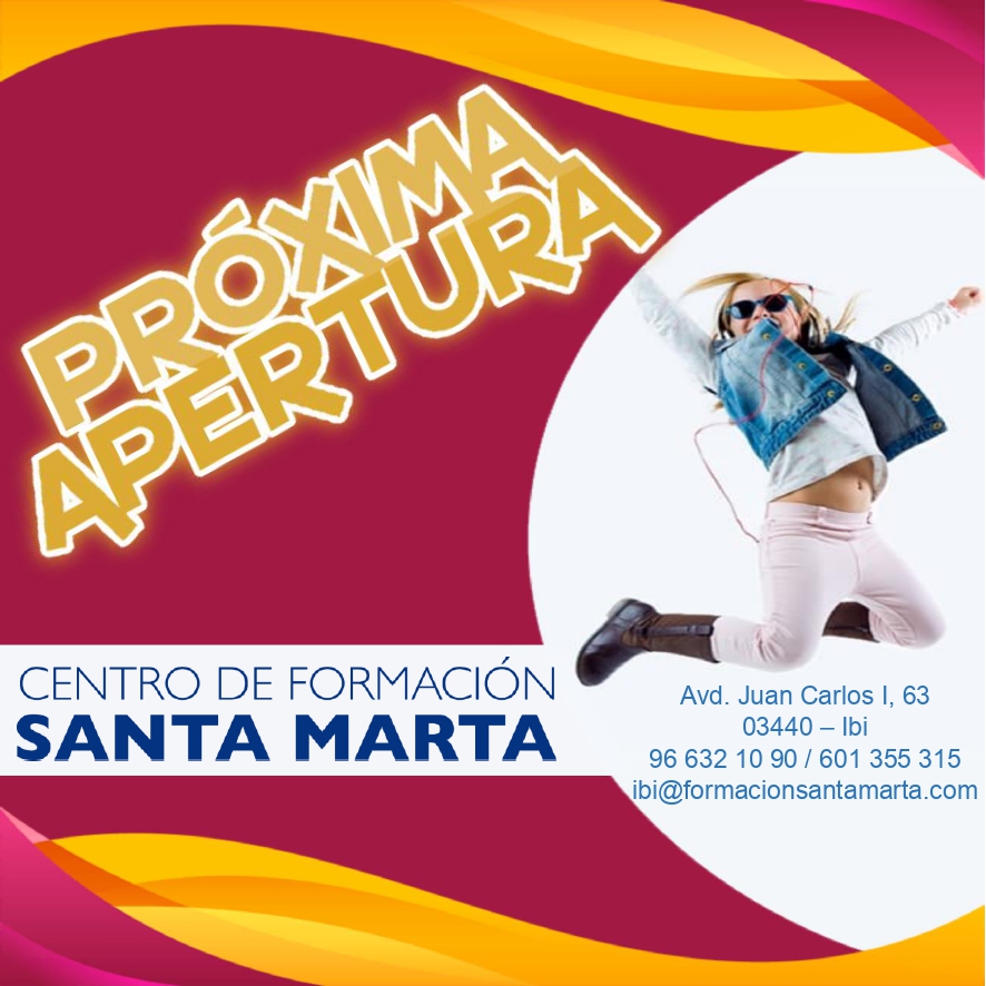 FormacionSantaM's tweet photo. PRÓXIMA APERTURA nuestro nuevo centro de formación en Ibi.
Nuestro principal objetivo es llevar formación de calidad a los residentes de Ibi y de la comarca de L'Alcoià ofreciendo distintos programas formativos.
¡¡OS ESPERAMOS!! https://t.co/9lhY2b1o5u