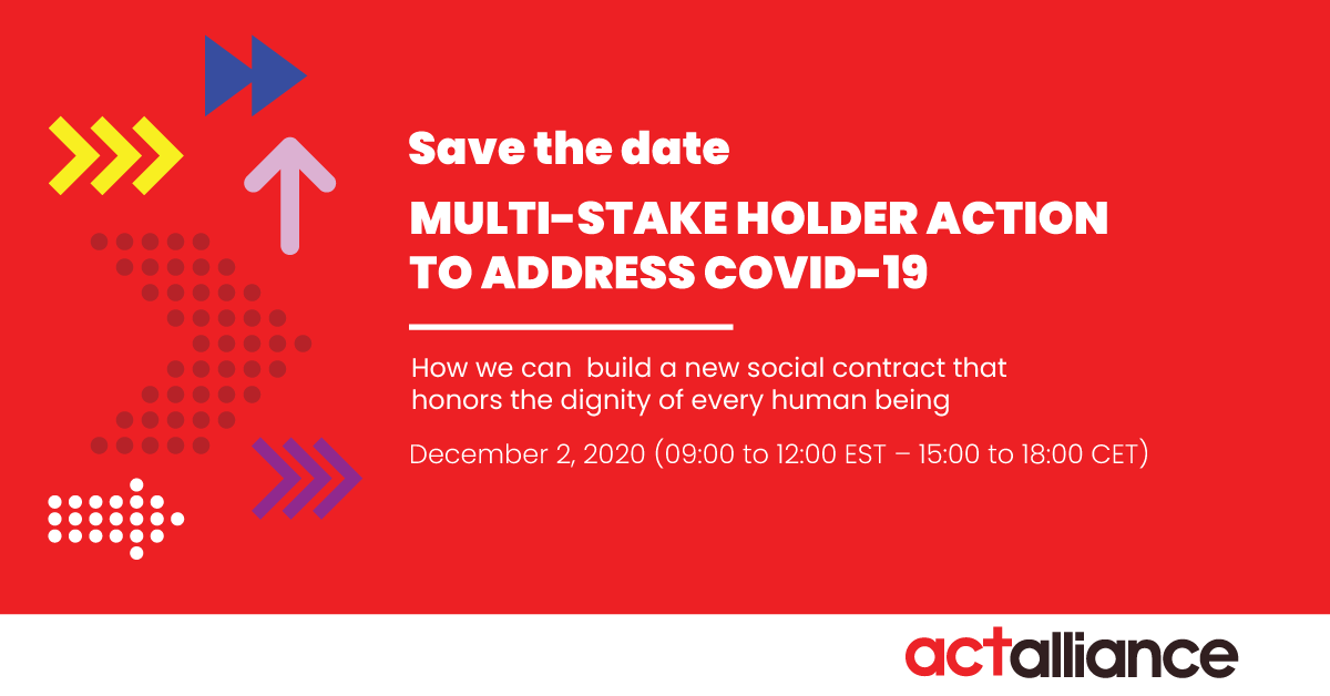 ACT Alliance (@actalliance) on Twitter photo DECEMBER 2, 2020
09:00 EST / 15:00 CET
Youtube Streamed👉 actalliance.org/covid19/
Speakers include:
🇺🇳 <a href="/Atayeshe/">Dr. Natalia Kanem /she/her/ella/</a> of <a href="/UNFPA/">UNFPA</a>
🇩🇰<a href="/RaskTrine/">Trine Rask Thygesen</a> of <a href="/DanishMFA/">Denmark MFA 🇩🇰</a>
🌎<a href="/amonck/">𝚊𝚍𝚛𝚒𝚊𝚗 孟安典</a> of @WEF
🇺🇳 <a href="/mbachelet/">Michelle Bachelet</a> of <a href="/UNHumanRights/">UN Human Rights</a>
🏥Rolof Mulder of <a href="/Hospitainer/">Hospitainer</a>
♀️Zainah Anwar of <a href="/musawah/">MUSAWAH</a>
#ACTION4COVID19 DECEMBER 2, 2020
09:00 EST / 15:00 CET
Youtube Streamed👉 actalliance.org/covid19/
Speakers include:
🇺🇳 <a href="/Atayeshe/">Dr. Natalia Kanem /she/her/ella/</a> of <a href="/UNFPA/">UNFPA</a>
🇩🇰<a href="/RaskTrine/">Trine Rask Thygesen</a> of <a href="/DanishMFA/">Denmark MFA 🇩🇰</a>
🌎<a href="/amonck/">𝚊𝚍𝚛𝚒𝚊𝚗 孟安典</a> of @WEF
🇺🇳 <a href="/mbachelet/">Michelle Bachelet</a> of <a href="/UNHumanRights/">UN Human Rights</a>
🏥Rolof Mulder of <a href="/Hospitainer/">Hospitainer</a>
♀️Zainah Anwar of <a href="/musawah/">MUSAWAH</a>
#ACTION4COVID19