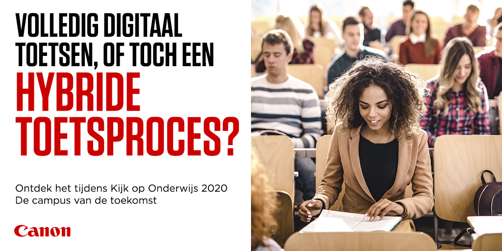 Onderwijsprofessionals opgelet: tijdens het online event 'Kijk op Onderwijs 2020' gaan we o.a. in op de rol van de campus wanneer fysiek onderwijs beperkt wordt en de voordelen van een hybride toetsproces. Bent u erbij? Meld u aan: canon.sm/2IWbuF8