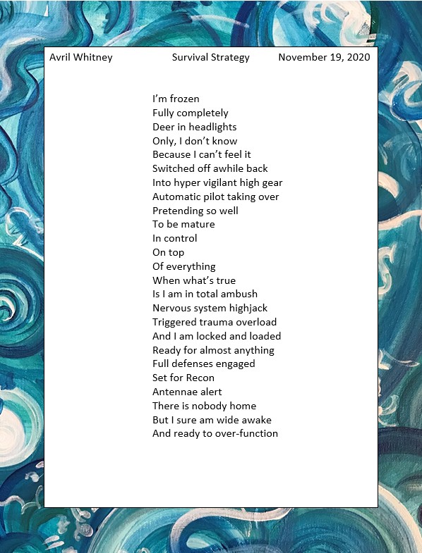 PathWriting's tweet photo. Poem #324 - Gratefully I don't spend as much time in this place as I used to!! 😜🙃
#strategy #survival #highjack #nervoussystem #overload #defense #defensive #trauma #triggered #pretending #antennae #automaticpilot #poem #poetry #poetrydaily #poet #poets #poems #writing #writer https://t.co/iq1FF0KPKh