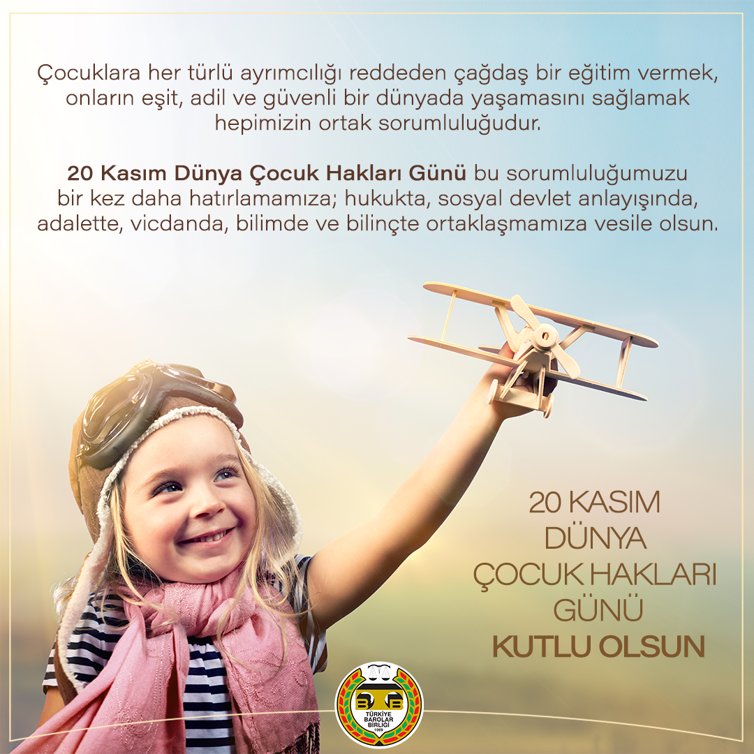 barolar's tweet image. Çocuklara her türlü ayrımcılığı reddeden çağdaş bir eğitim vermek, onların eşit, adil ve güvenli bir dünyada yaşamasını sağlamak hepimizin ortak sorumluluğudur. 

#WorldChildrensDay #DünyaÇocukGünü