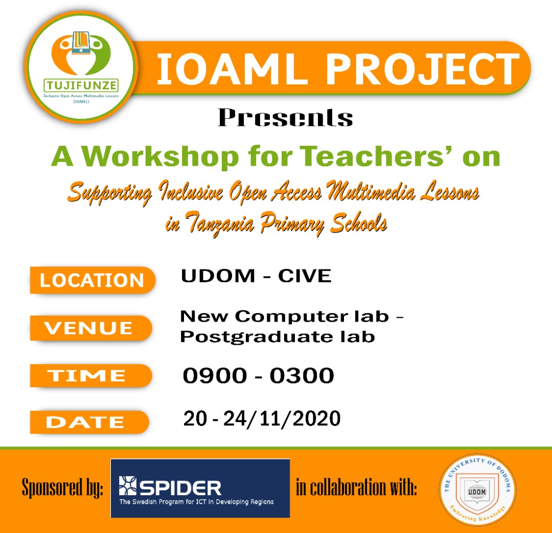 inclusive_e's tweet photo. The first training on Supporting Inclusive Open Access Multimedia Lesson in Tanzania starts today 20th November 2020 to 24th November 2020. https://t.co/S4v4nlL5Kg