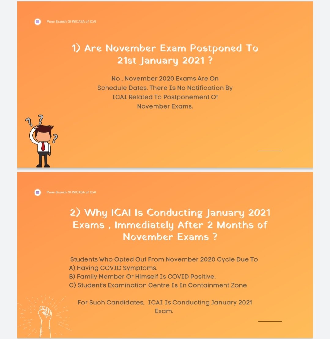 cabasnamehikafi's tweet photo. All the Best for Examination 💯🎯
Happy Examination 💯
FAQ - for November 2020 CA Examination
Source - #PuneWicasa
#CAexam #icaiexam #icaiexams https://t.co/v6alCDxOFn