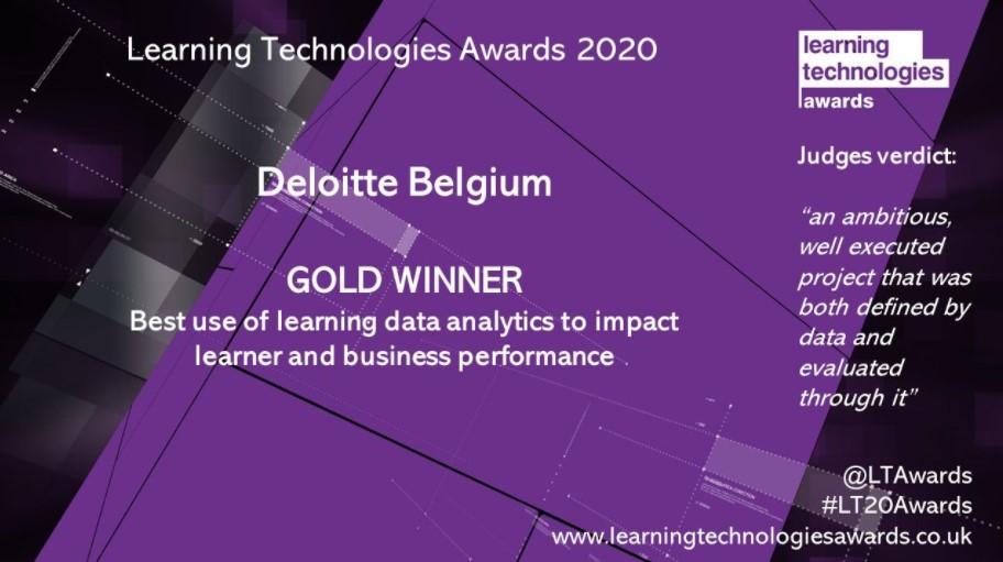 DeloitteBelgium's tweet image. 🏆 We are proud that our team of Human Capital, Learning Analytics won the @LTAwards for "Best use of learning data analytics to impact learner and business performance" with the #ClientFit project. Congrats to the entire team! 

➡️ deloi.tt/35OrmCc