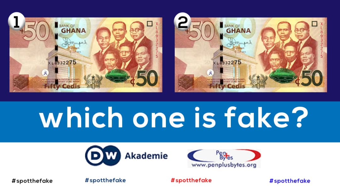 The Ghanaian cedi currency sign: GH₵; currency code: GHS) is the unit of currency of Ghana. It is the fourth historical and only current legal tender in the Republic of Ghana.
Win the real one worth of credits when you #spotthefake

@penplusbytes @naadomnkoa @dw_akademie