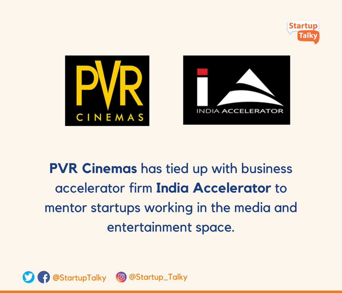 startuptalky's tweet image. As part of the partnership, they will offer a 16 week long accelerator programme to a cohort of 5-7 seed-stage startups to cover areas such as ticket booking and movie viewing, along with supporting them with funding. 

@_PVRCinemas 
#indiaaccelerator #multiplex #startup #funding